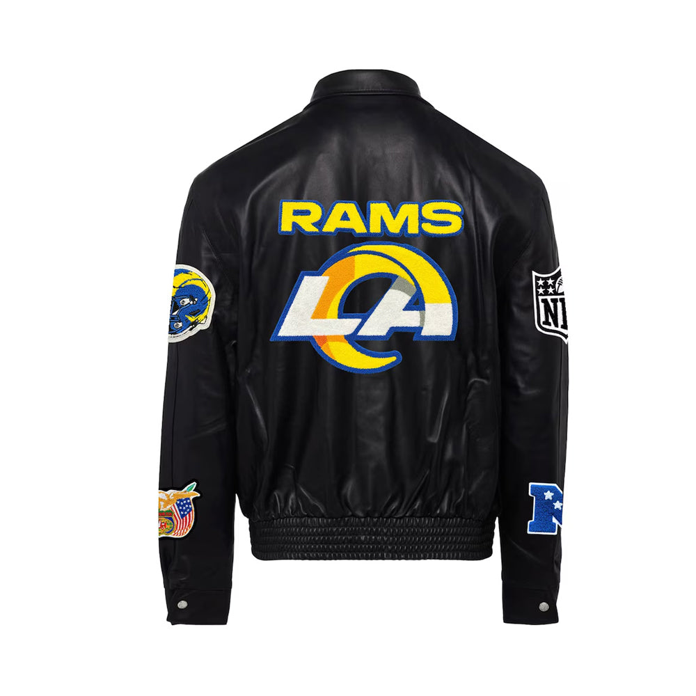 Men's Los Angeles Rams Jeff Hamilton Black Leather Full-Snap Jacket