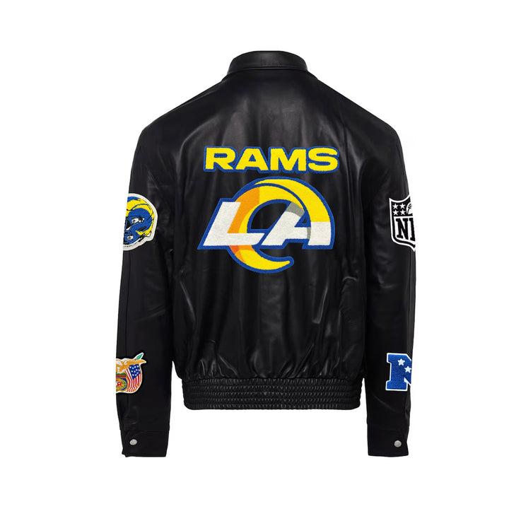 Men's Los Angeles Rams Jeff Hamilton Black Leather Full-Snap Jacket