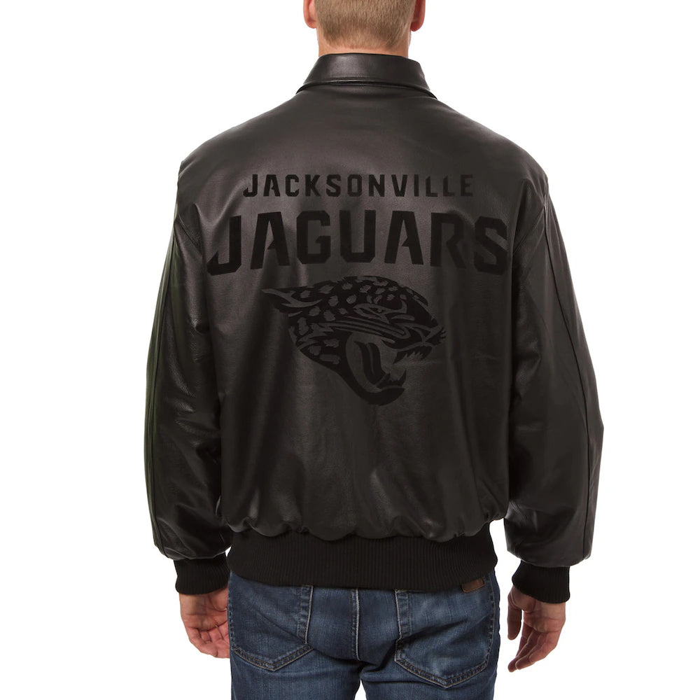 Men's Jacksonville Jaguars JH Design Black Tonal All Leather Jacket