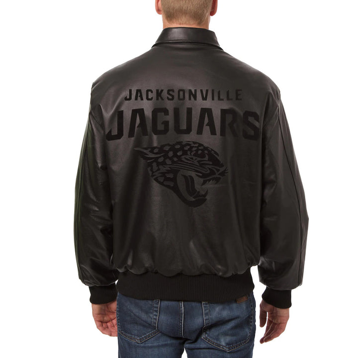 Men's Jacksonville Jaguars JH Design Black Tonal All Leather Jacket