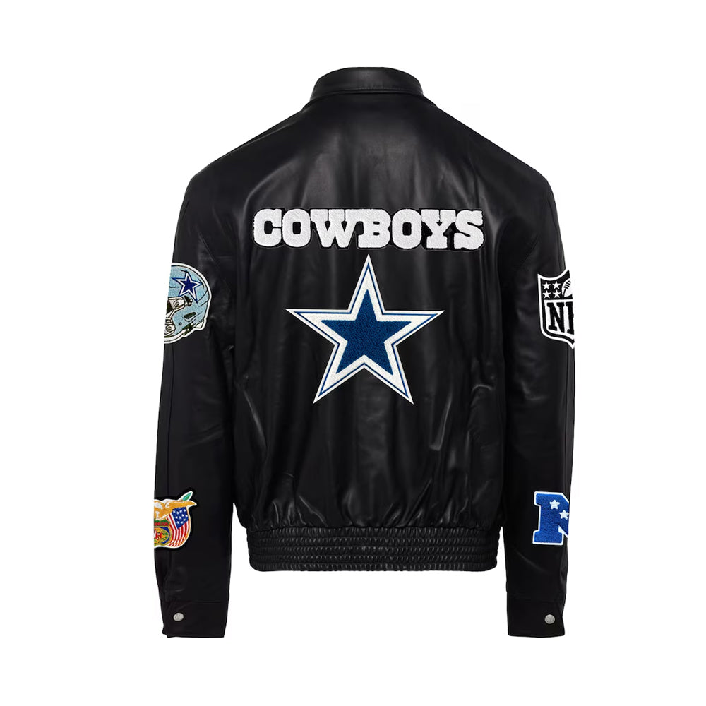 Men's Dallas Cowboys Jeff Hamilton Black All Leather Full-Snap Jacket