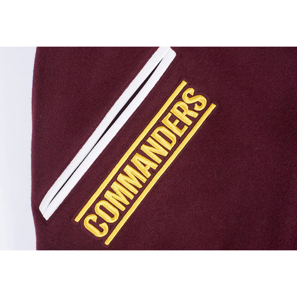 Maroon fabric with 'COMMANDERS' printed in yellow and a white stripe