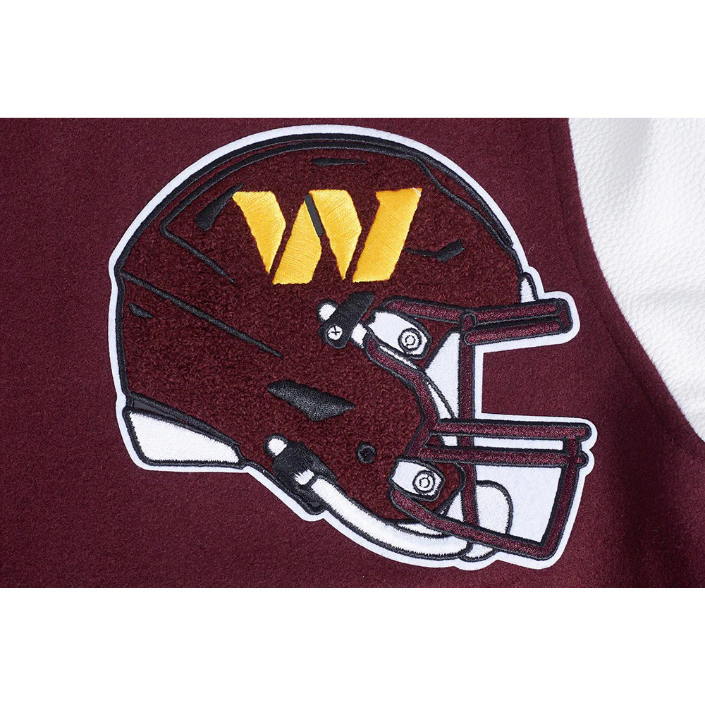 Maroon football helmet with yellow 'W' logo