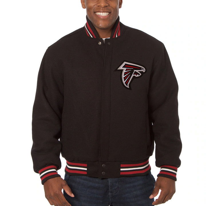 Men's Atlanta Falcons JH Design Black Embroidered Wool Jacket
