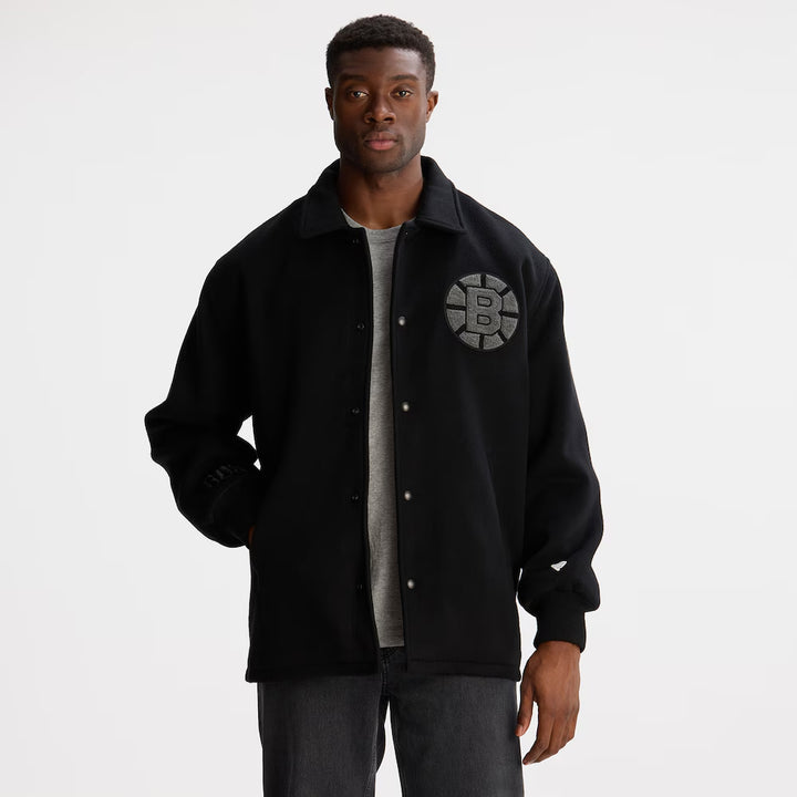 Men's Boston Bruins Todd Snyder Black Cashmere Full-Snap Coaches Jacket