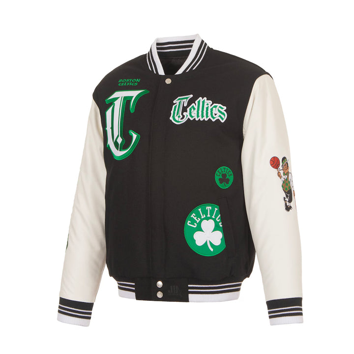 Men's Boston Celtics Black Gothic Full-Button Jacket