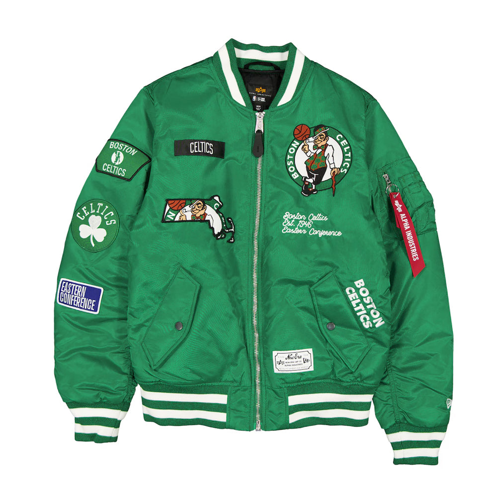 Men's Boston Celtics Kelly Green Full-Zip Bomber Jacket