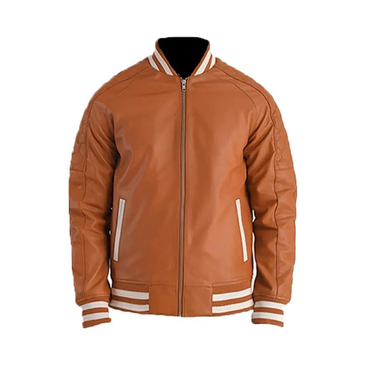 Men's Brown Leather Varsity Jacket