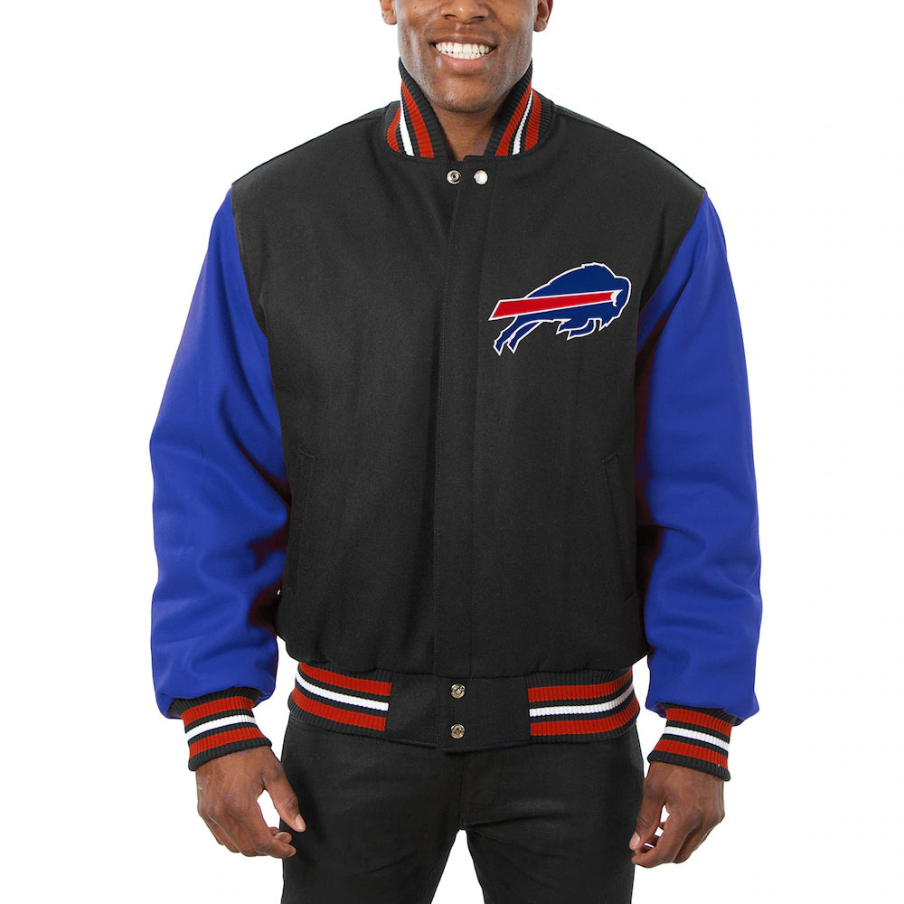 Men's Buffalo Bills JH Design Black-Royal Big & Tall Wool Full-Snap Jacket