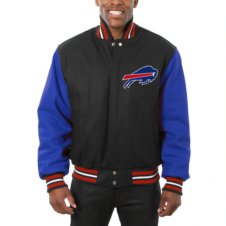 Men's Buffalo Bills JH Design Black-Royal Big & Tall Wool Full-Snap Jacket
