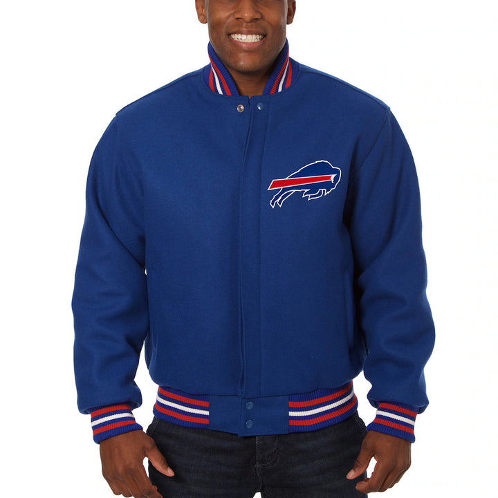 Men's Buffalo Bills JH Design Royal Embroidered Wool Jacket
