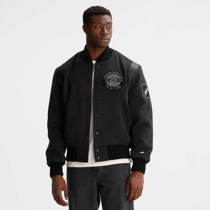 Men's Carolina Hurricanes Todd Snyder Dark Heather Gray Cashmere Full-Snap Varsity Jacket