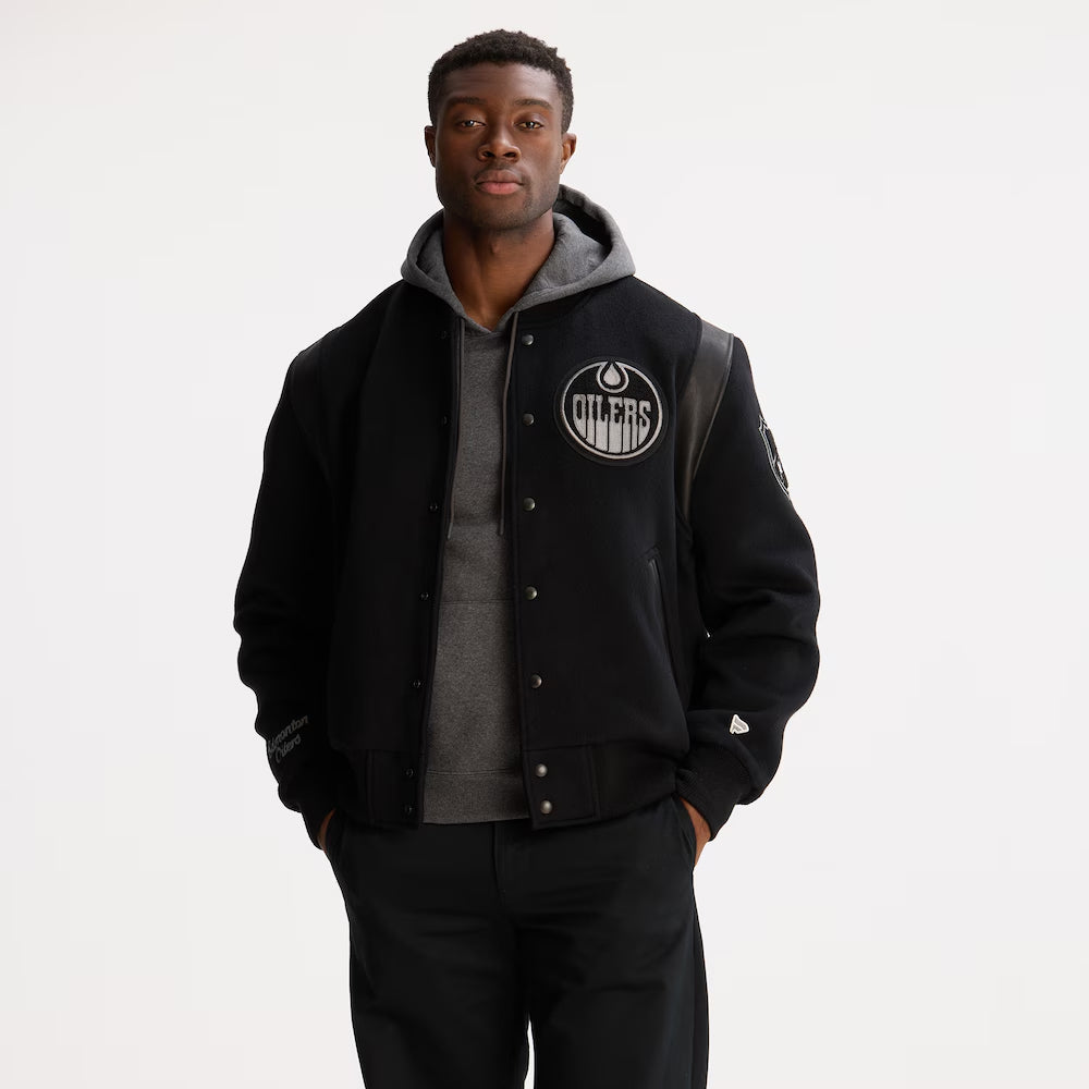 Men's Carolina Hurricanes Todd Snyder Dark Heather Gray Cashmere Full-Snap Varsity Jacket