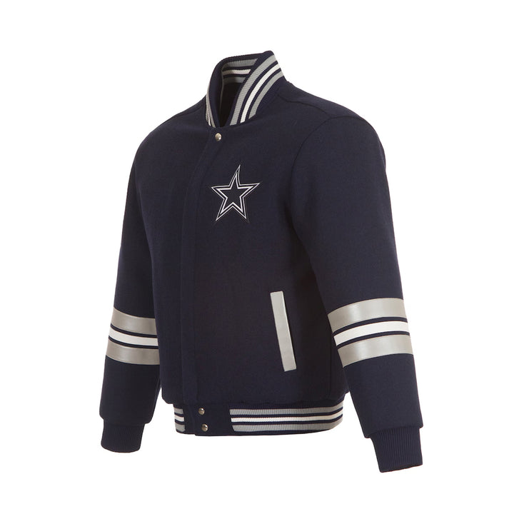 Men's Dallas Cowboys JH Design Navy Full-Zip Varsity Jacket
