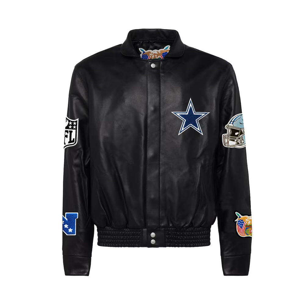Men's Dallas Cowboys Jeff Hamilton Black All Leather Full-Snap Jacket