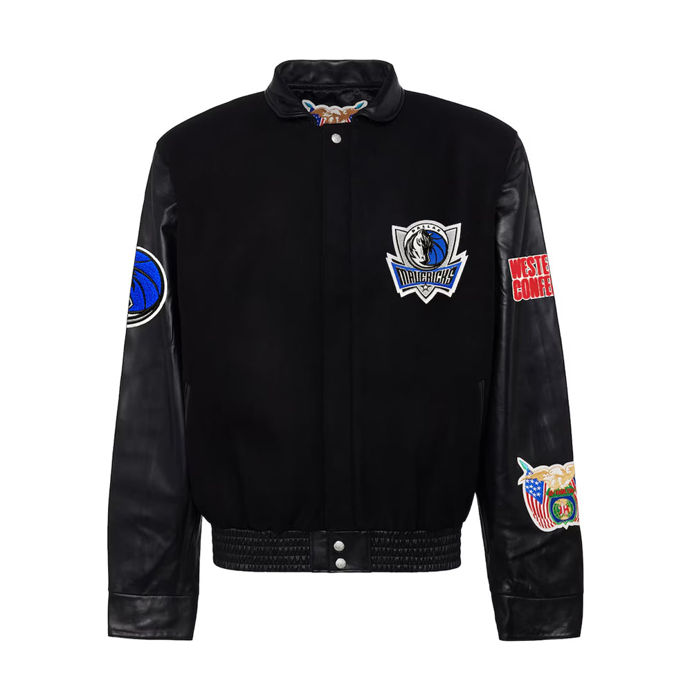 Men's Dallas Mavericks Black Wool & Leather Full-Snap Varsity Jacket