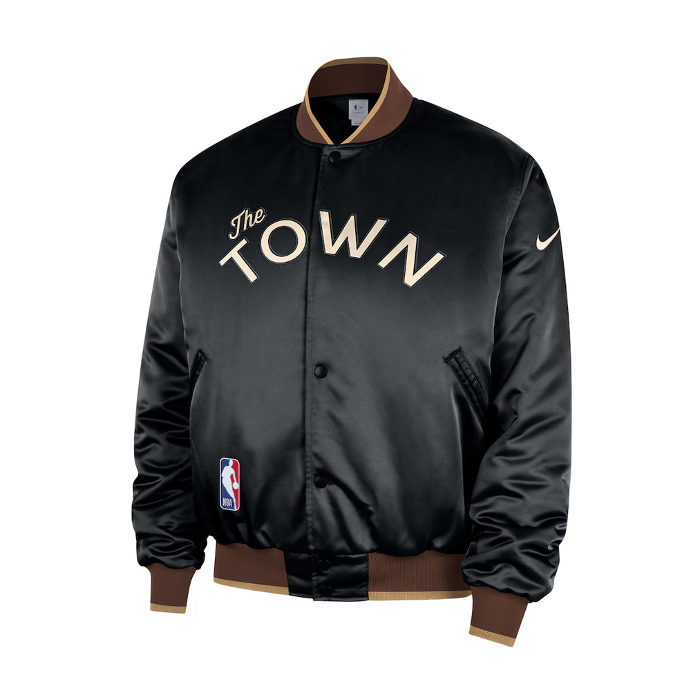 Men's Golden State Warriors Black 2025-26 City Edition Remix Courtside Full-Snap Bomber Jacket