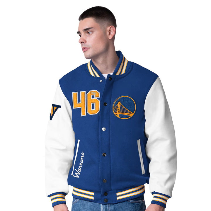 Men's Golden State Warriors Wool & Leather Full-Snap Varsity Jacket