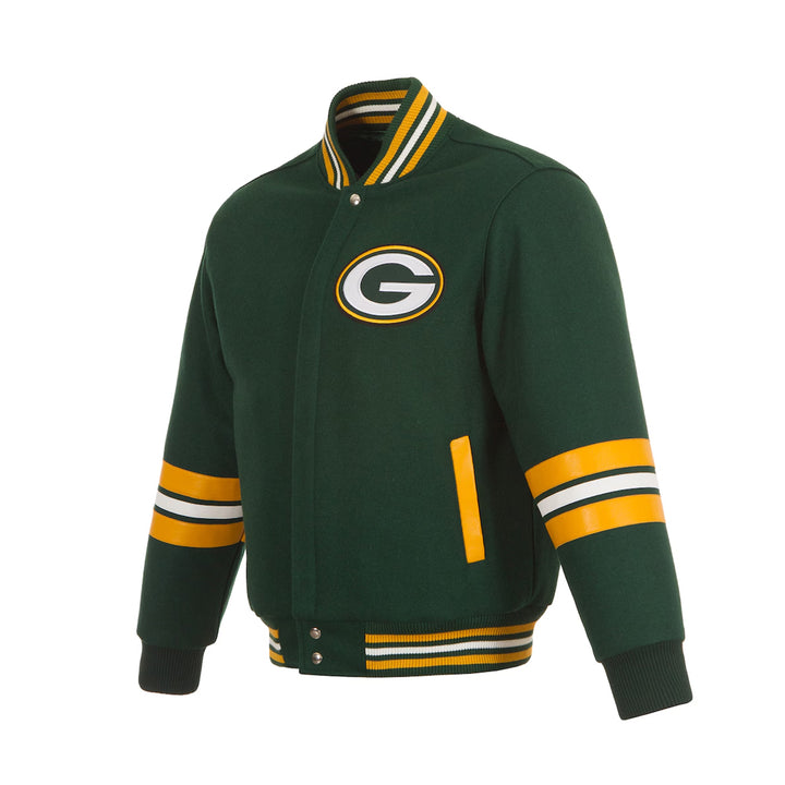 Men's Green Bay Packers JH Design Green Full-Zip Varsity Jacket