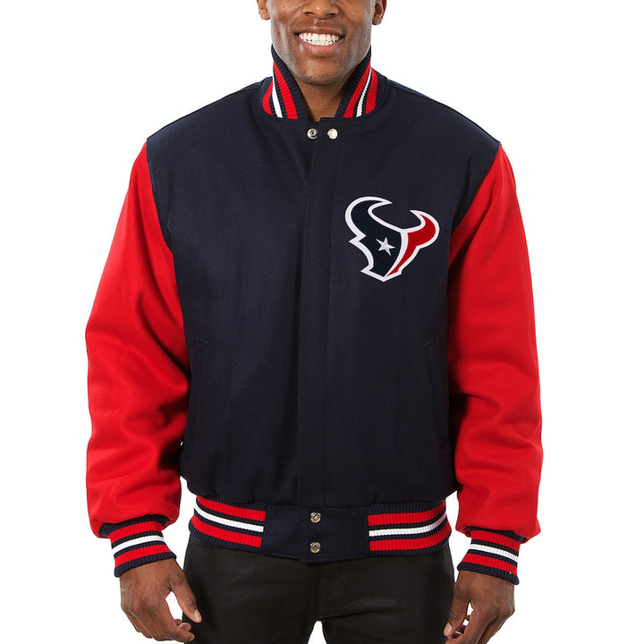 Men's Houston Texans JH Design Navy-Red Big & Tall Wool Full-Snap Jacket