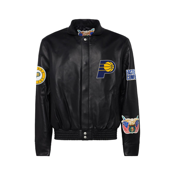 Men's Indiana Pacers Black Leather Full-Snap Jacket