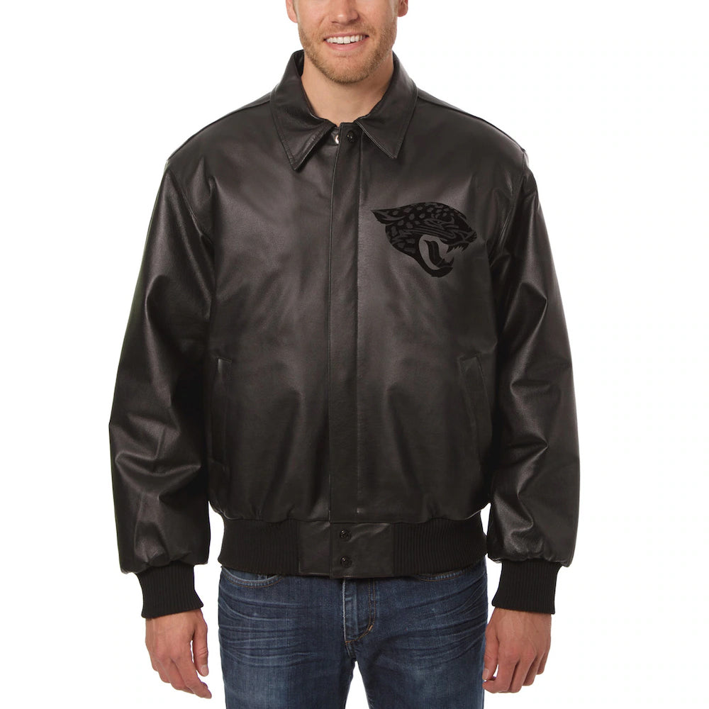 Men's Jacksonville Jaguars JH Design Black Tonal All Leather Jacket