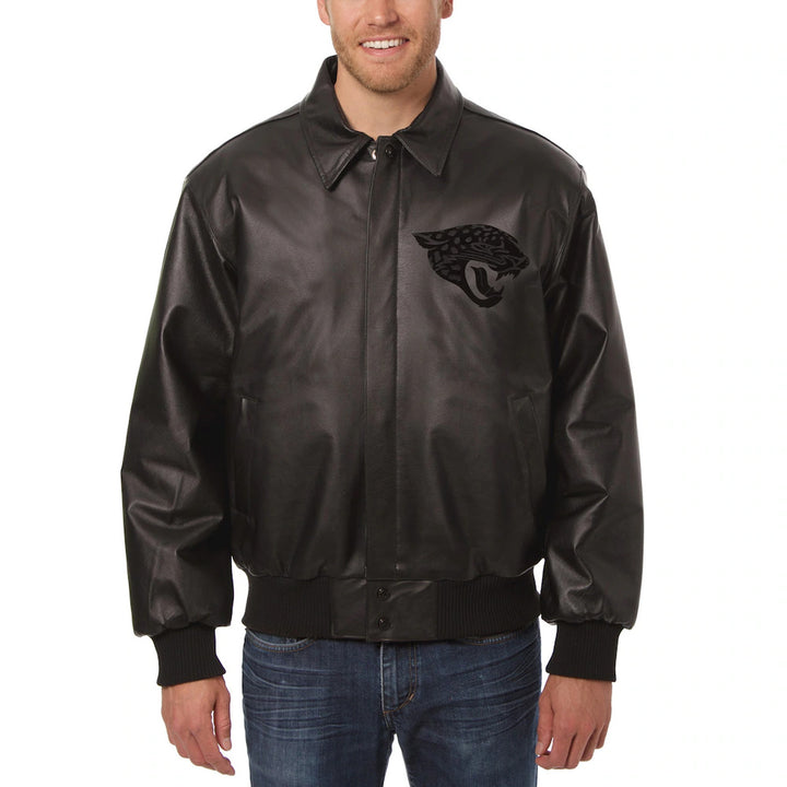 Men's Jacksonville Jaguars JH Design Black Tonal All Leather Jacket