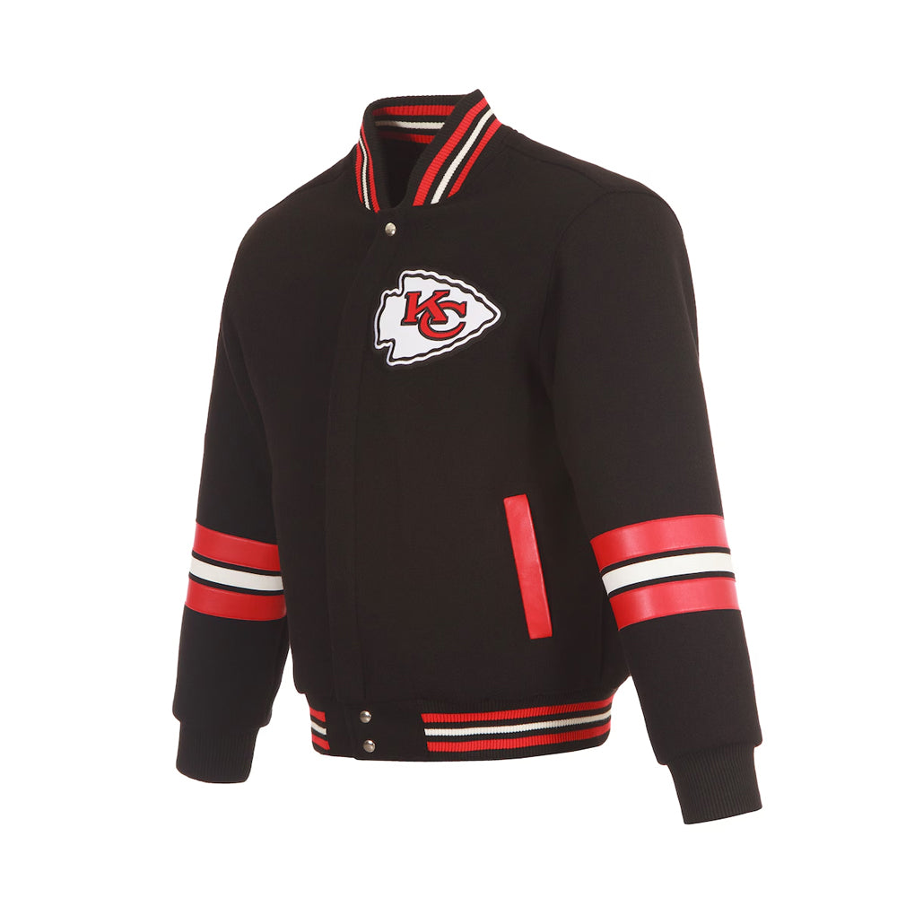 Men's Kansas City Chiefs JH Design Black Full-Zip Varsity Jacket