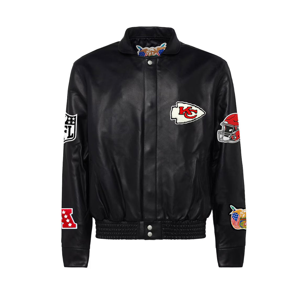 Men's Kansas City Chiefs Jeff Hamilton Black Leather Full-Snap Jacket