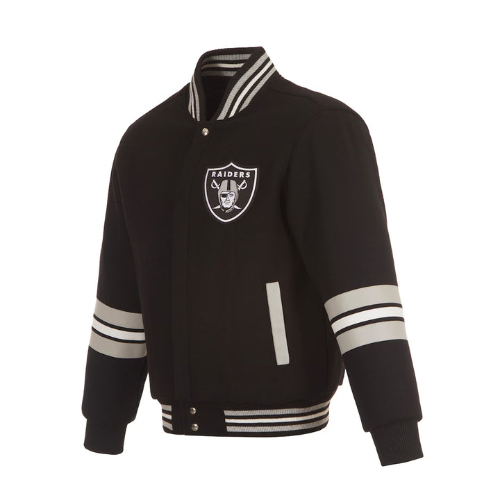 Men's Las Vegas Raiders JH Design Black Full-Zip Varsity Jacket