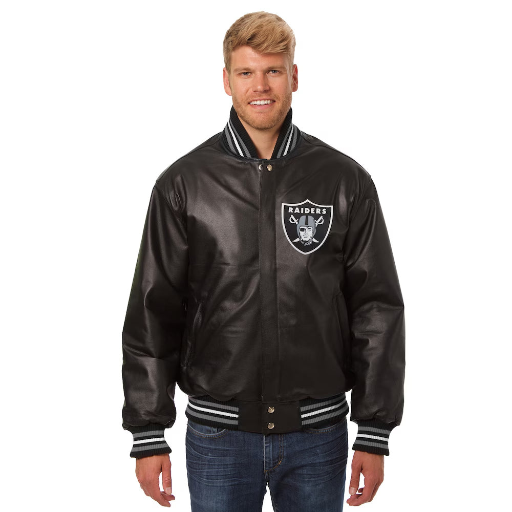 Men's Las Vegas Raiders JH Design Black Leather Jacket