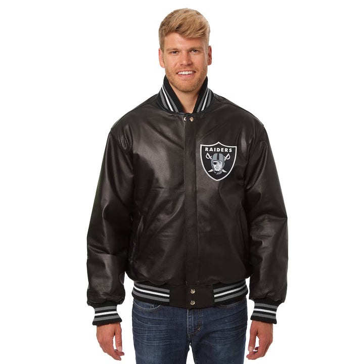 Men's Las Vegas Raiders JH Design Black Leather Jacket