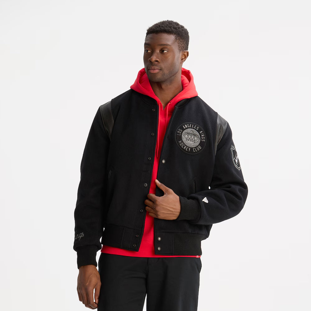 Men's Los Angeles Kings Todd Snyder Black Cashmere Full-Snap Varsity Jacket