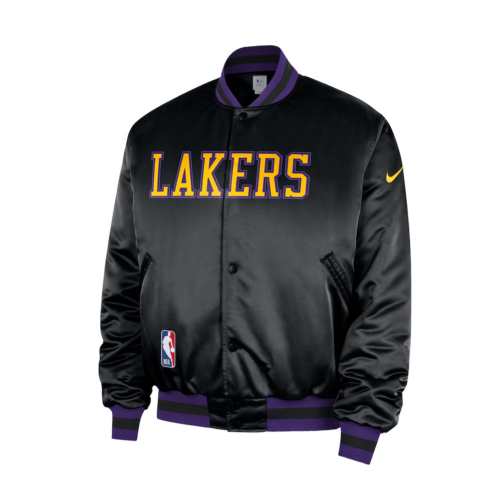 Men's Los Angeles Lakers Black 2025-26 City Edition Remix Courtside Full-Snap Bomber Jacket