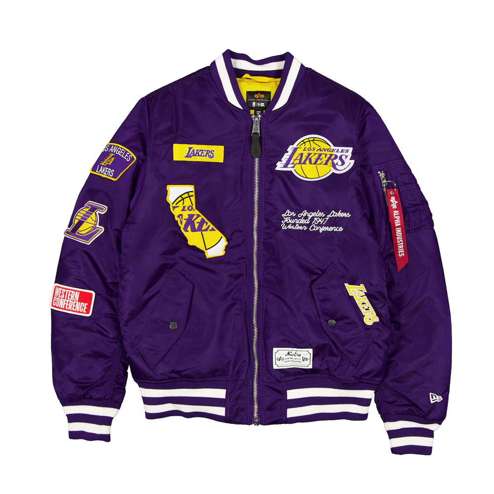 Men's Los Angeles Lakers  Purple Full-Zip Bomber Jacket