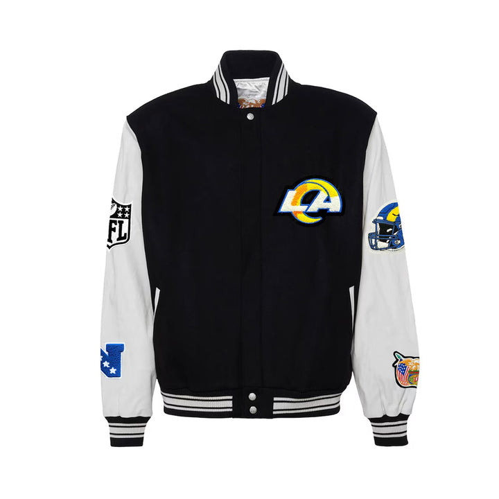 Men's Los Angeles Rams Jeff Hamilton Black Wool & Leather Full-Snap Varsity Jacket