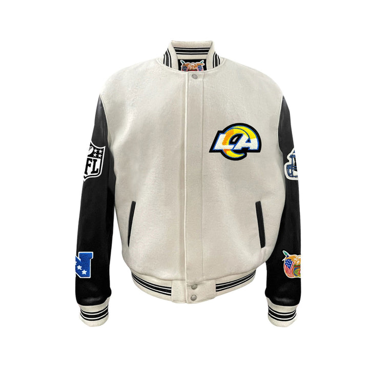 Men's Los Angeles Rams Jeff Hamilton White Wool & Leather Full-Snap Varsity Jacket