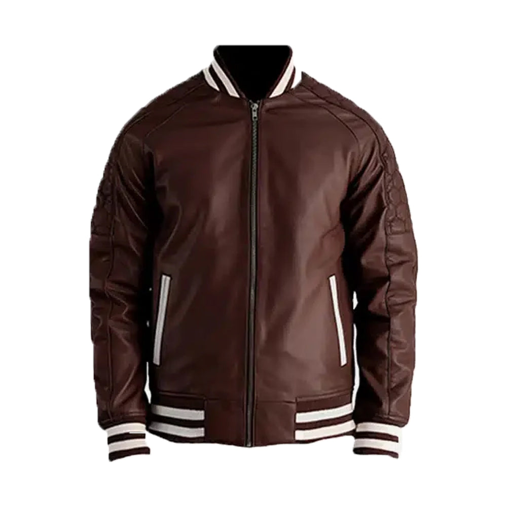 Men's Maroon Leather Varsity Jacket