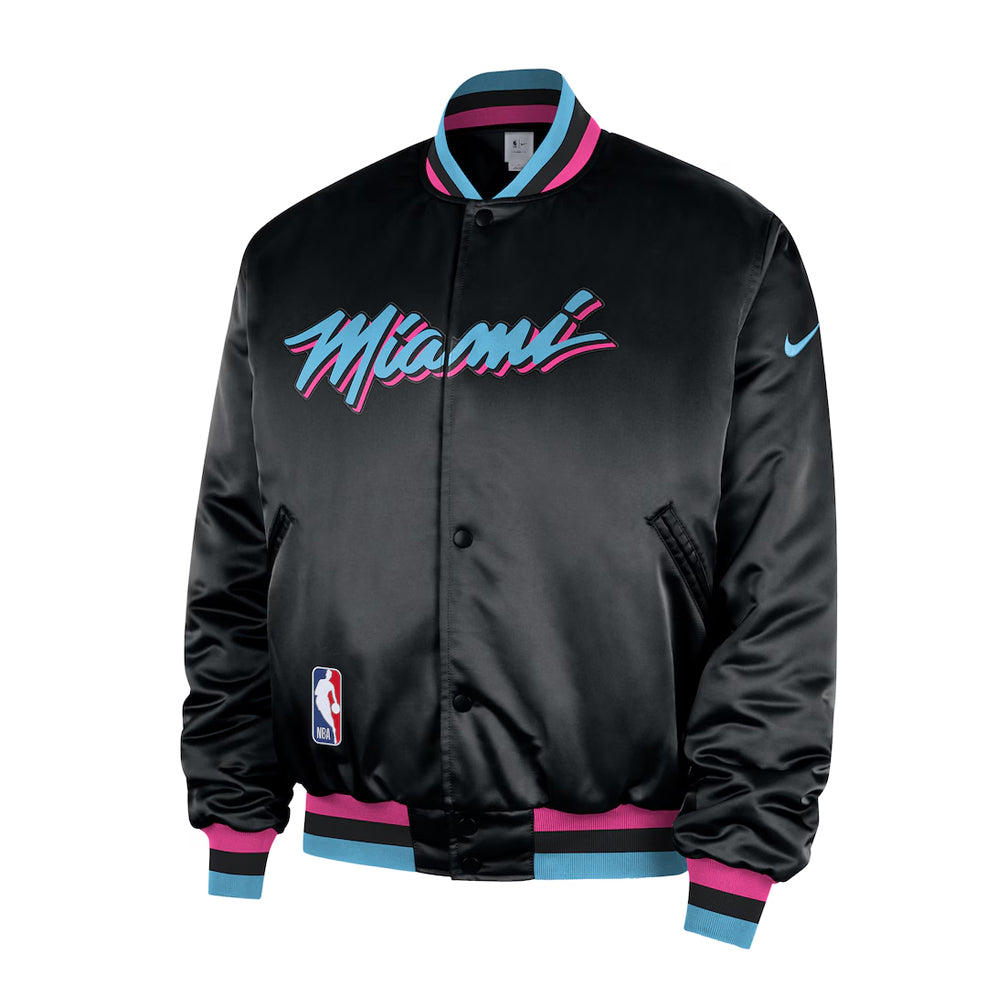 Men's Miami Heat Black 2025-26 City Edition Remix Courtside Full-Snap Bomber Jacket