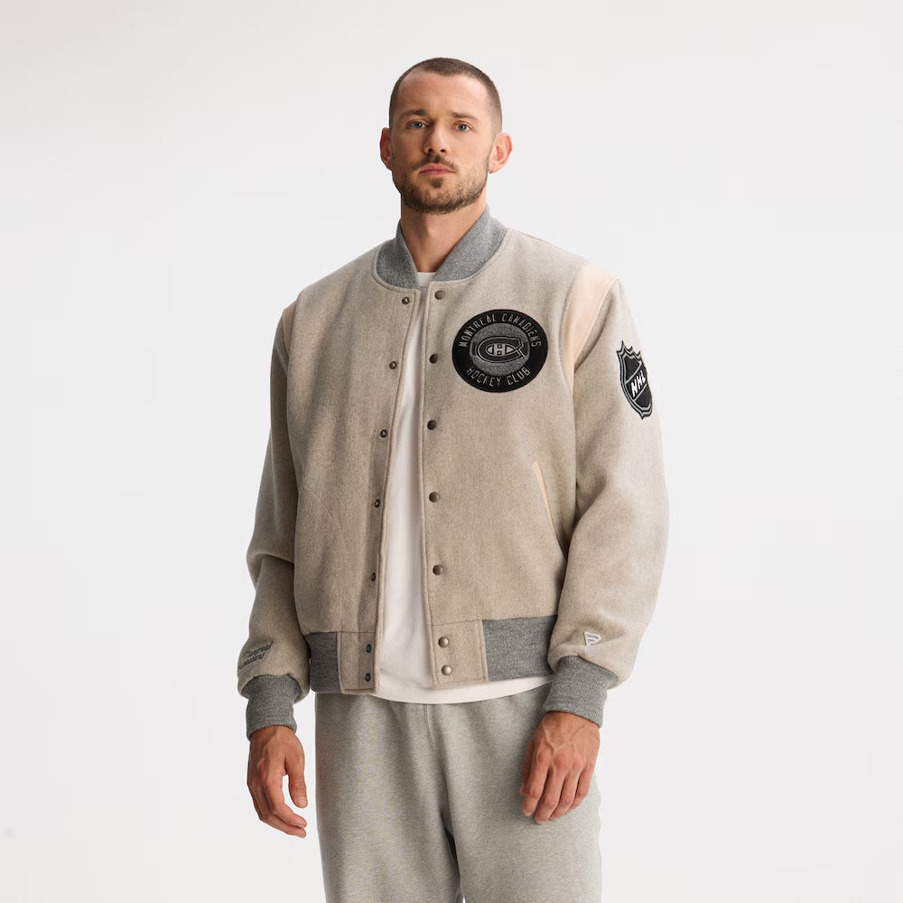 Men's Montreal Canadiens Todd Snyder Dark Heather Gray Cashmere Full-Snap Varsity Jacket