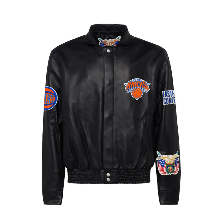 Men's New York  Black Leather Full-Snap Jacket