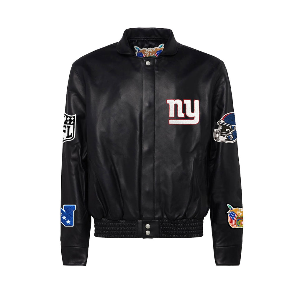 Men's New York Giants Jeff Hamilton Black Leather Full-Snap Jacket