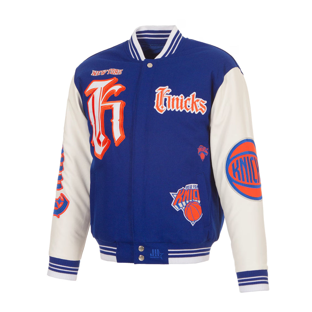 Men's New York Knicks Blue Gothic Full-Button Jacket