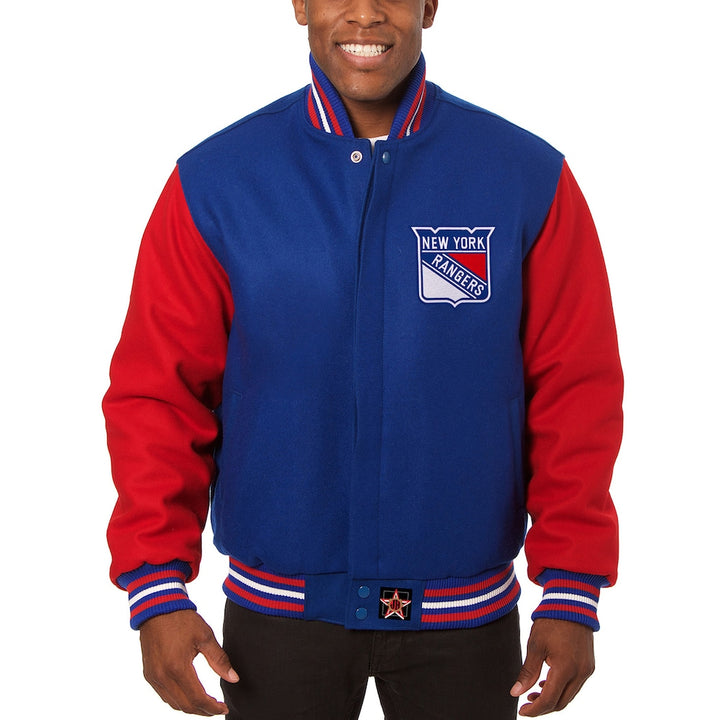 Men's New York Rangers JH Design Royal Domestic All-Wool Jacket with Embroidered Logos