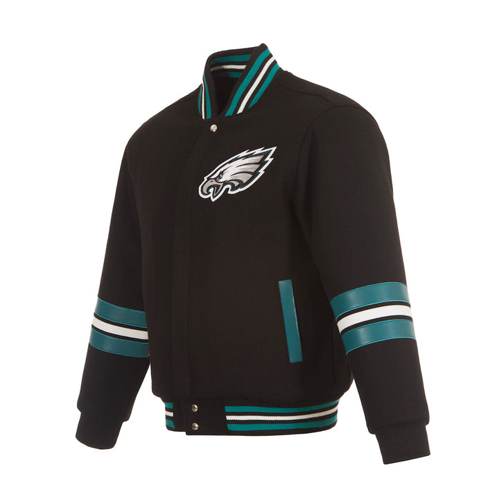 Men's Philadelphia Eagles JH Design Black Full-Zip Varsity Jacket