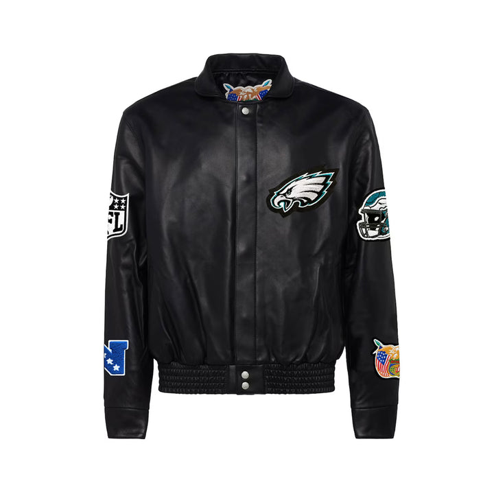 Men's Philadelphia Eagles Jeff Hamilton Black Leather Full-Snap Jacket
