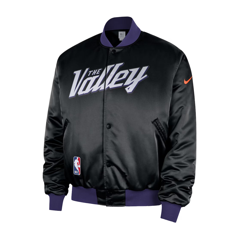 Men's Phoenix Suns Black Courtside Full-Snap Bomber Jacket