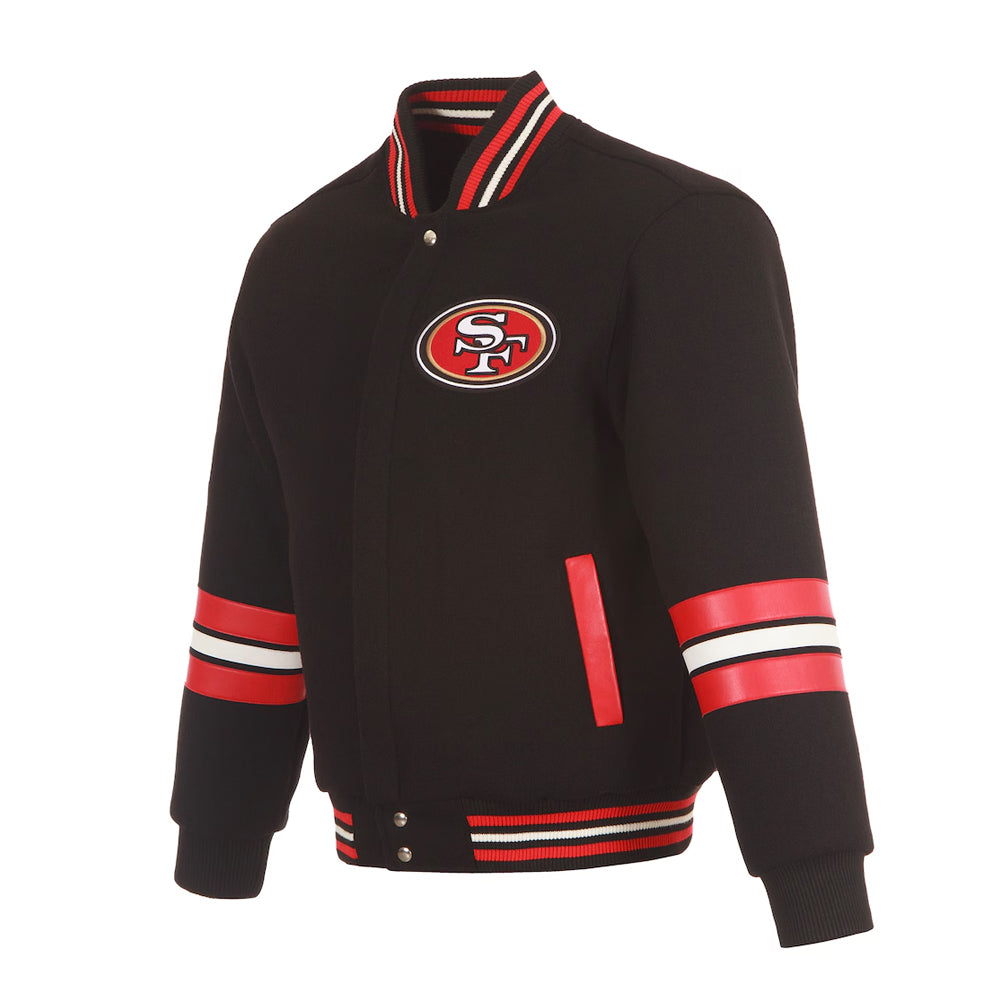 Men's San Francisco 49ers JH Design Black Full-Zip Varsity Jacket