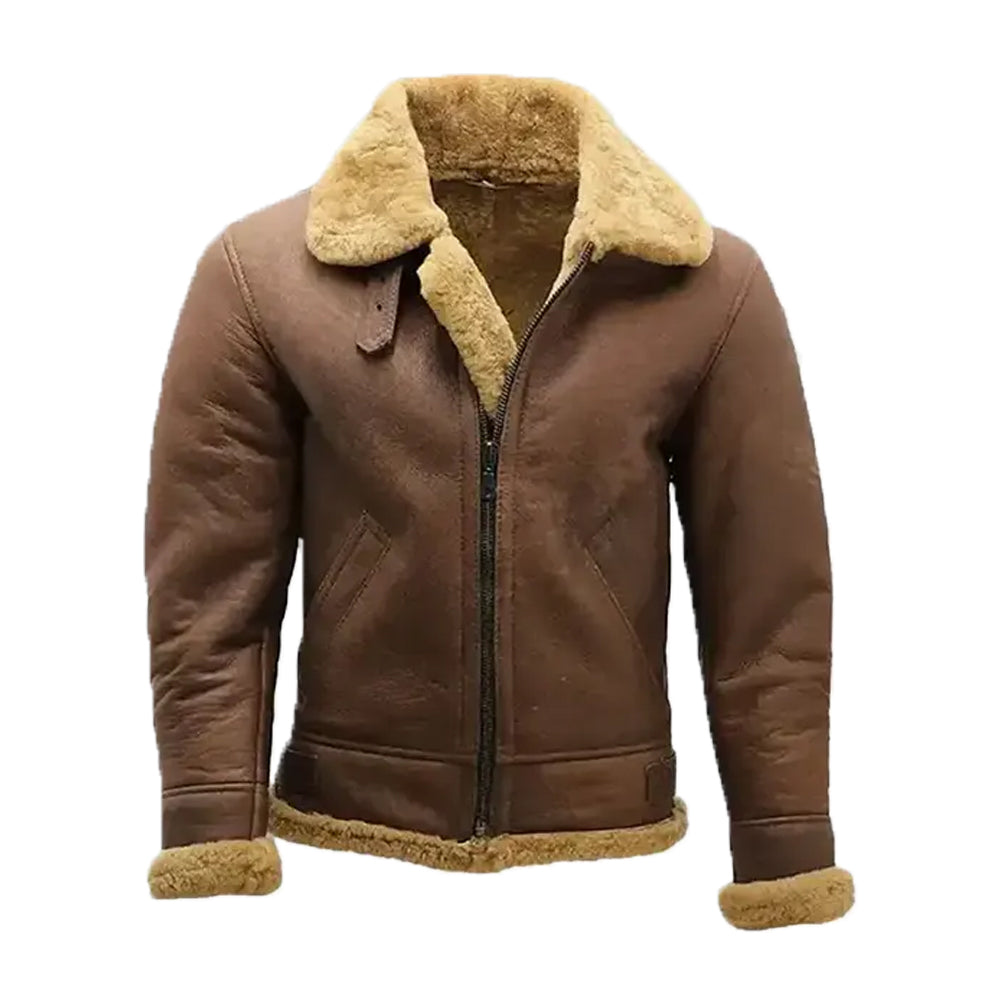 Men's Shearling Brown Leather Fur Jacket