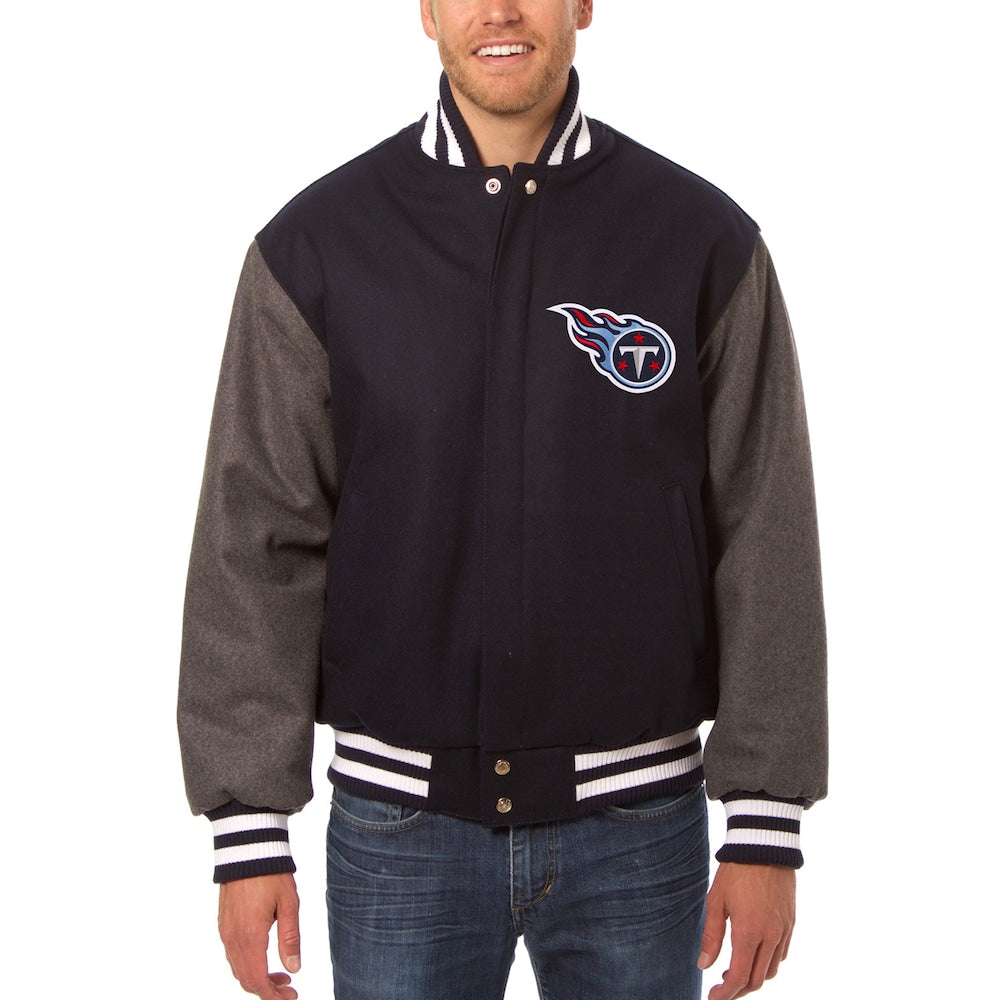 Men's Tennessee Titans JH Design Navy-Gray Big & Tall Wool Full-Snap Jacket